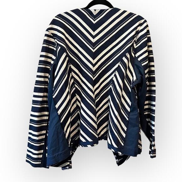 Lane Bryant Striped Frayed Edge Waterfall Jacket sz 22 Navy and Cream - Picture 10 of 11